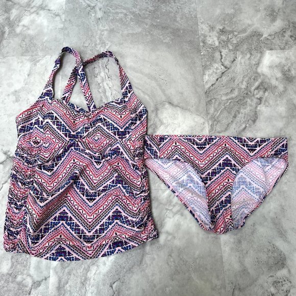 Beach Bump Motherhood Maternity Women’s 2 piece Tankini Swimsuit‎ Size Small S - Picture 1 of 9